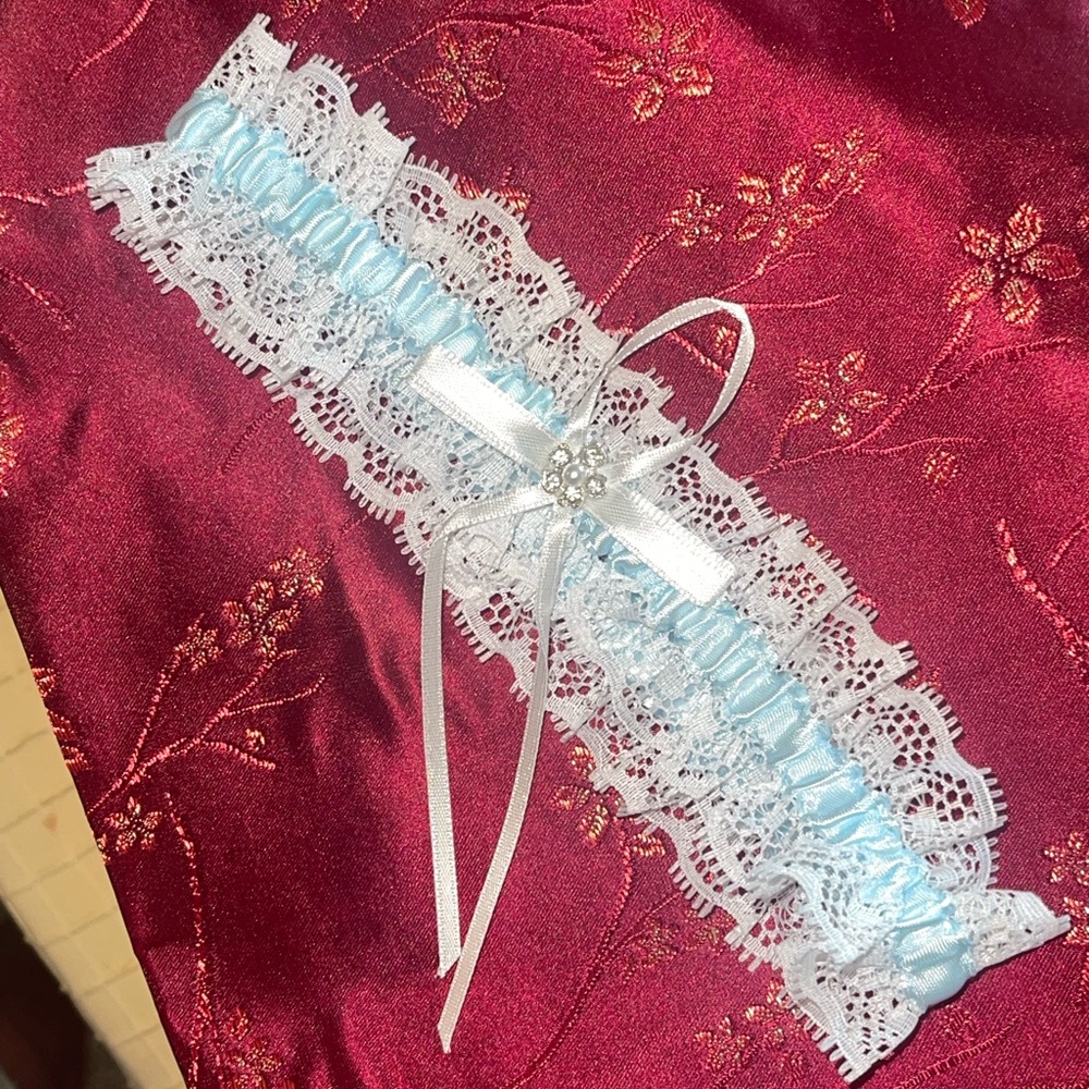 Coquette Blue & White Lace Choker/Garter